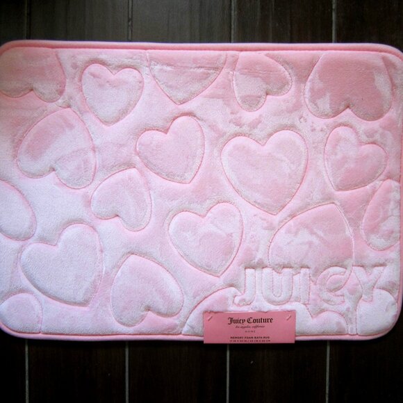 Juicy Couture Heart Pink Memory Foam Bath Rug Home - Picture 1 of 3